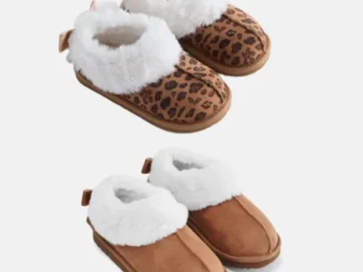 ONLY $12.98 Wonder Nation Baby, Toddler, Little and Big Girls Faux Fur Trim Slippers at Walmart