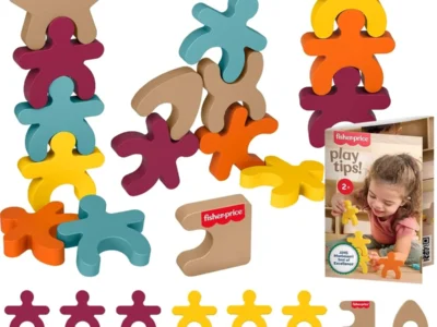 16-Pc Fisher-Price Wood Montessori Toy Stacking Shapes $5.xx