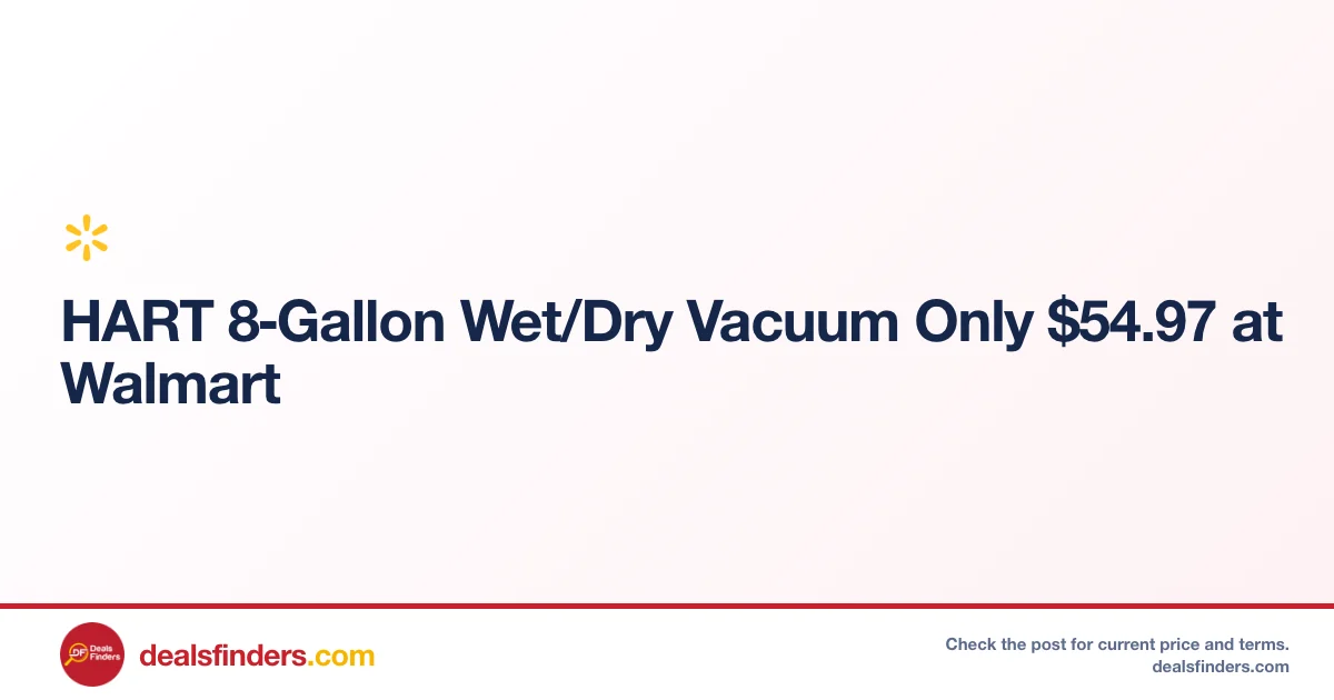 HART 8‑Gallon Wet/Dry Vacuum Only $54.97 at Walmart