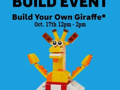 FREE LEGO Geoffrey the Giraffe Build at Toys R Us stores on October 17, 2026