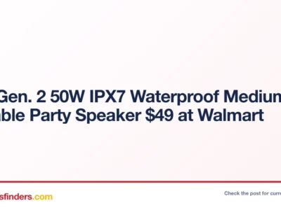 Onn Gen. 2 50W IPX7 Waterproof Medium Portable Party Speaker $49 at Walmart