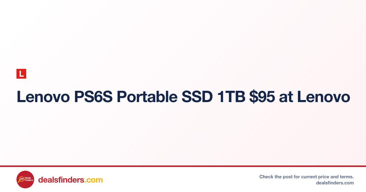 Lenovo PS6S Portable SSD 1TB Only $95 at Lenovo