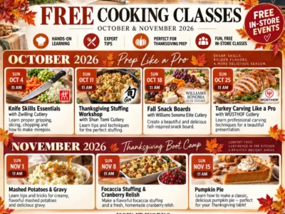 Free Williams Sonoma Cooking Classes in October and November 2026