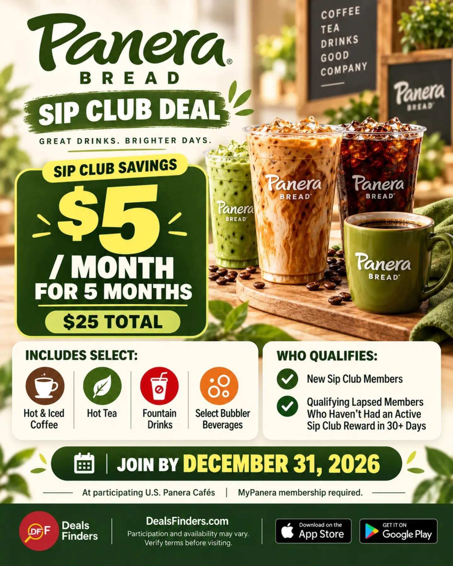 Panera Sip Club: $5 a Month for Five Months for Eligible Subscribers