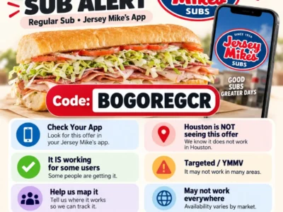 Jersey Mike’s Targeted BOGO Regular Sub Offer: Check Your App for BOGOREGCR