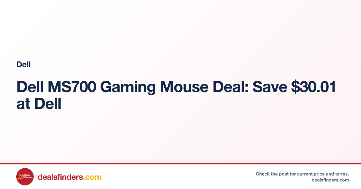 Dell MS700 Gaming Mouse Deal: Save $30.01 at Dell