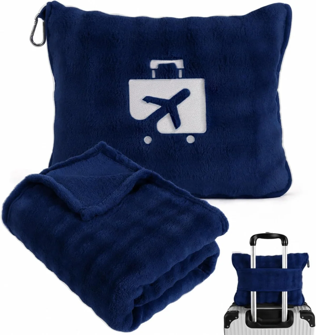 Navy Blue Airplane Travel Blanket Deal