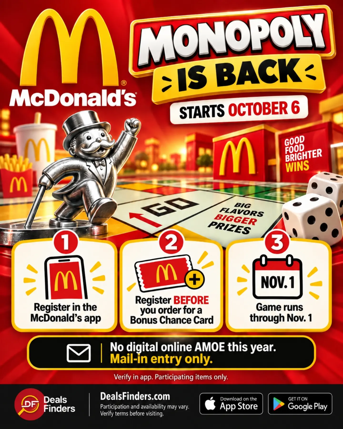 McDonald’s Monopoly Starts October 6: Register Before Ordering for Bonus Chance Cards