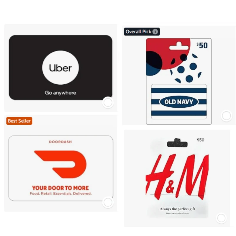 Uber DoorDash Old Navy H&M Gift Cards Deal at Amazon