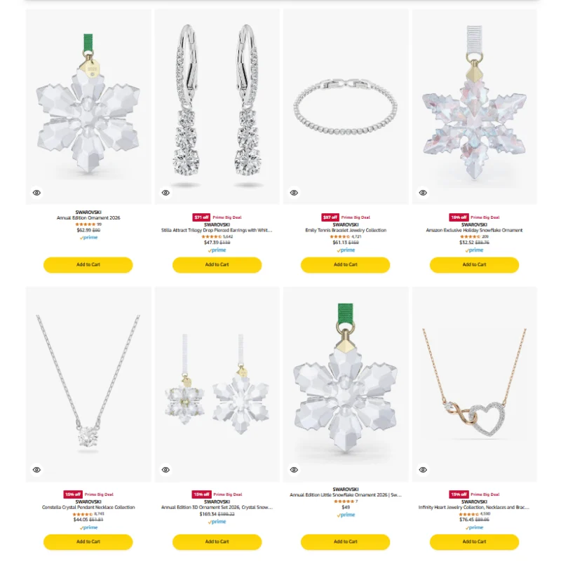 Swarovski Jewelry Gift Ideas Deal: Save 73% at Amazon
