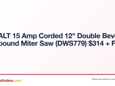 DeWALT 15 Amp Corded 12″ Double Bevel Compound Miter Saw (DWS779) $314 + Free S&H