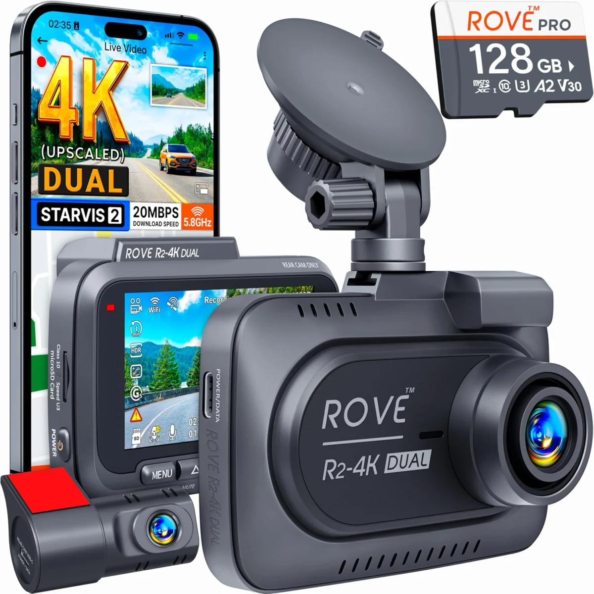 ROVE R2-4K Dual Dash Cam Only $107.xx (Reg. $200) at Amazon
