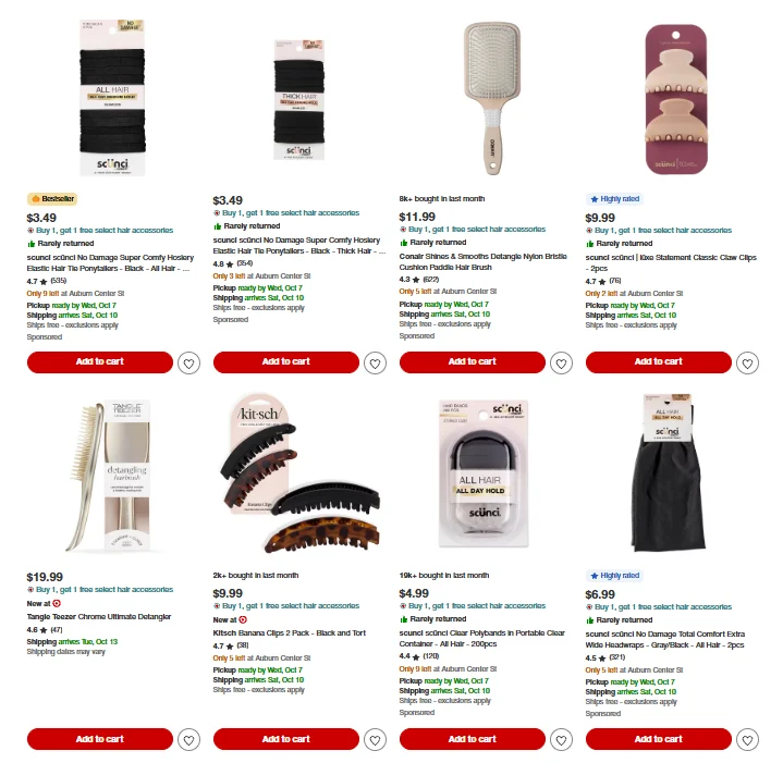 Select Hair Accessories Deal: Buy 1 Get 1 Free at Target