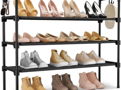 Amazon : 3-Tier Stackable Free Standing Shoe Rack w/ 5 Hooks $9.xx + Free Prime Shipping. #Ad