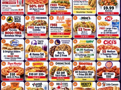 25 Thursday Food Deals for October 8, 2026: Offers and Terms to Check