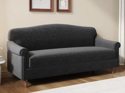 BellamontModernNeoclassicalChenilleSofawithRolledArmsandRubberwoodLegs