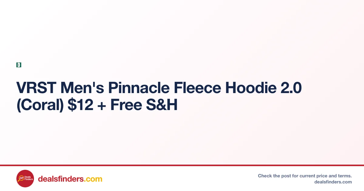 VRST Men’s Pinnacle Fleece Hoodie 2.0 Only $12 with Free Shipping