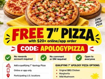 CPK Free 7-Inch Pizza with a $20 Order: APOLOGYPIZZA Offer