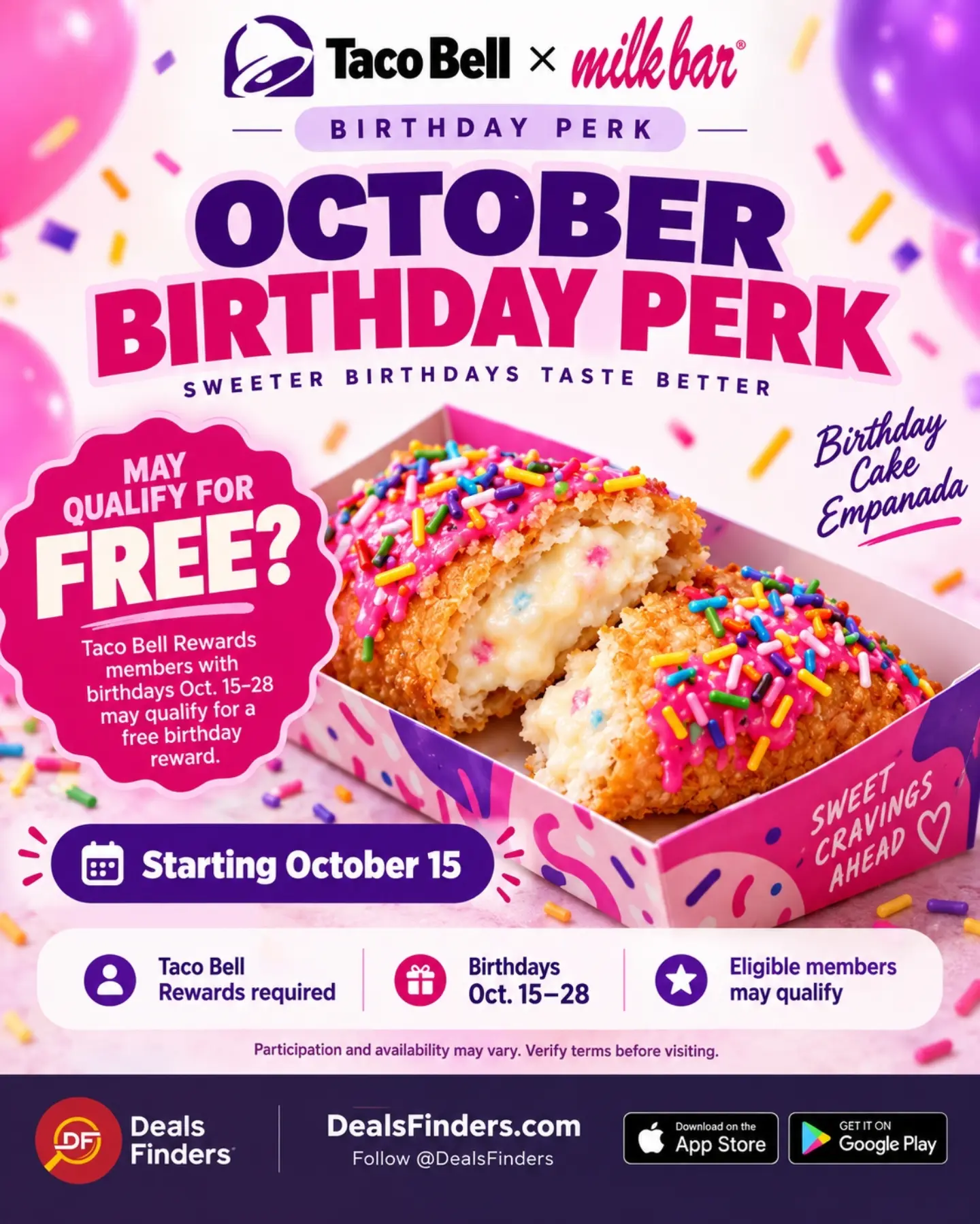 Taco Bell Birthday Perk: Free Milk Bar Empanada for Eligible Members October 15–28