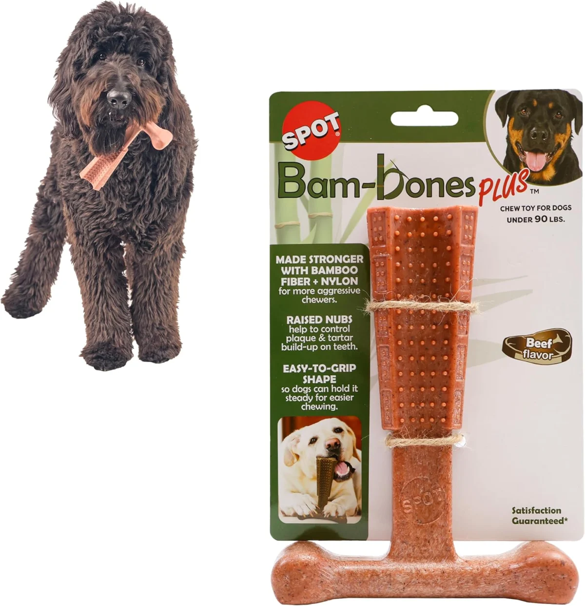 SPOT Bam-Bones Plus 7″ Beef Flavor T-Bone Dog Chew Toy Only $4.xx