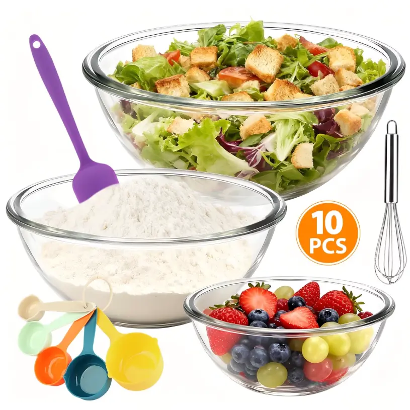 TAIMASI 10-Pack Nesting Glass Mixing Bowl Deal: Save $12