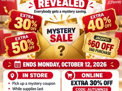 JCPenney Mystery Sale: Extra 30% Off with AUTUMN26 Through October 12