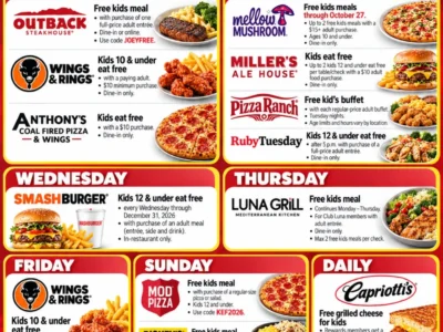 Kids Eat Free in October 2026: 12 Restaurant Offers and Terms to Check