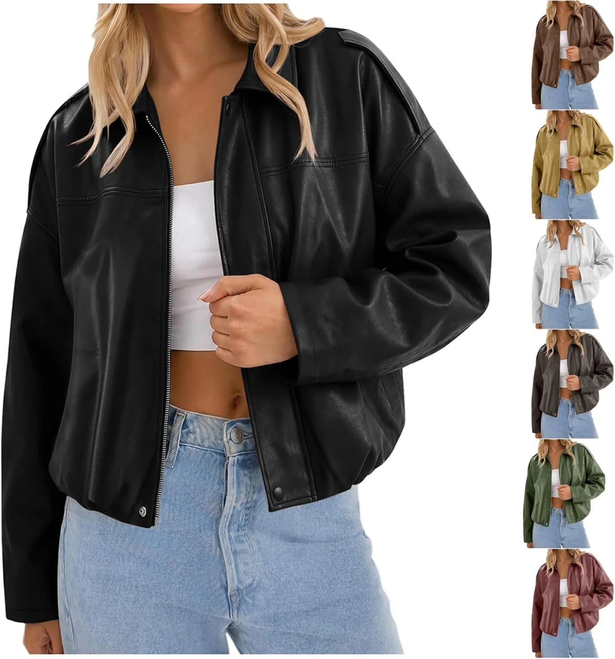 YMADREIG Women’s Faux Leather Jacket Only $89.xx at Amazon