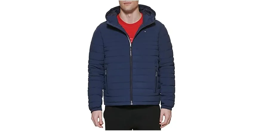 Tommy Hilfiger Men’s Stretch Poly Hooded Packable Jacket Only $29.xx