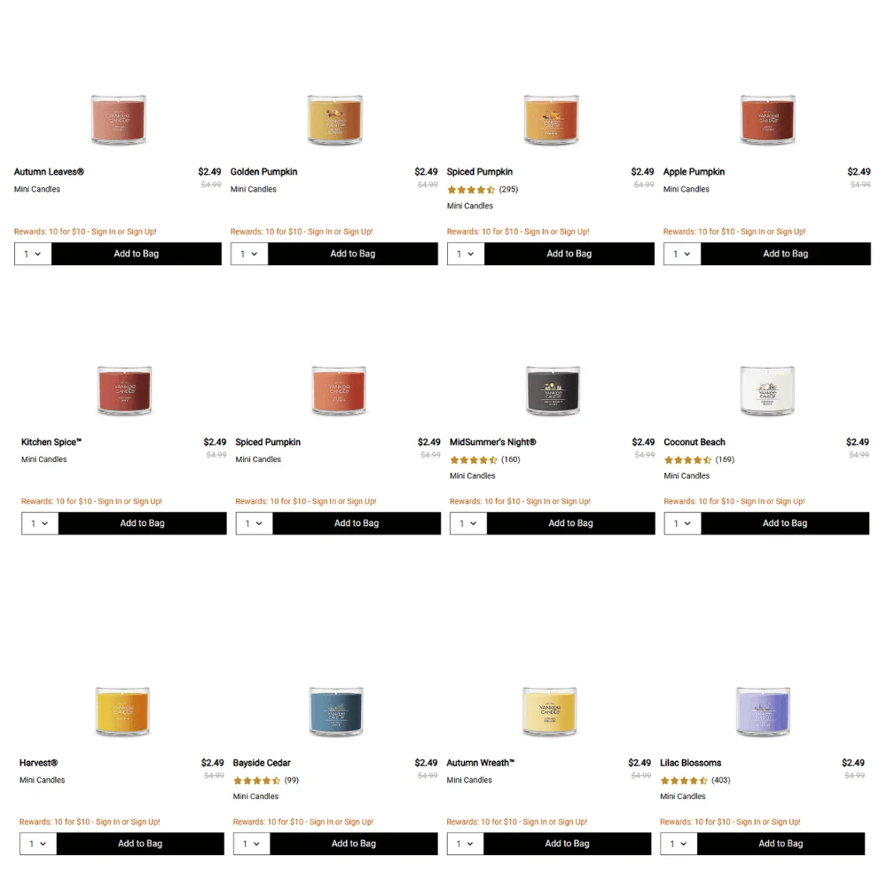 Mini Candles Deal at Yankee Candle
