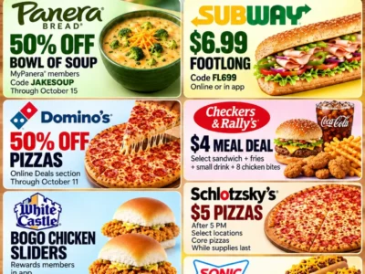 October 10 Food Deals: Panera, Subway, Pizza Discounts and More