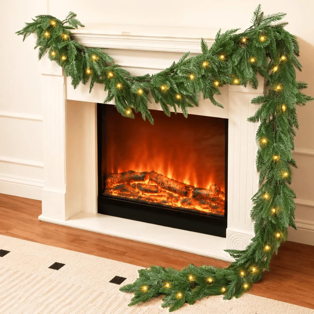 5.9FT Realistic Cedar Garland with Lights Deal: Save $21.xx at Amazon