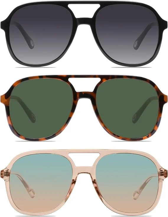 Retro Double Bridge Aviator Sunglasses Deal