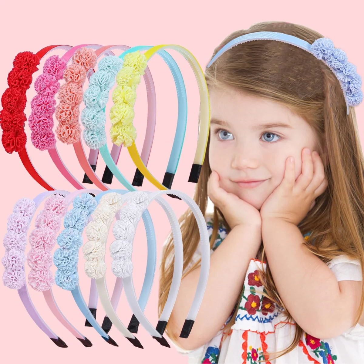 10Pcs Girls Lace Flower Headband Deal: Save 50%