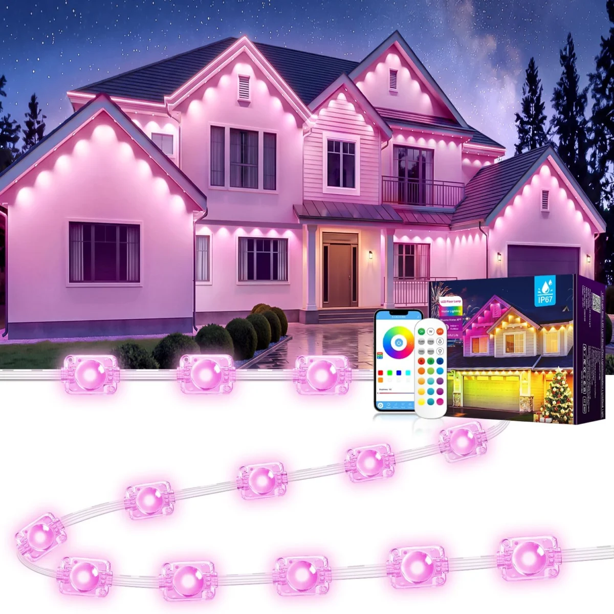 MUCCCUTE RGB Outdoor Eaves Lights Only $30.xx (Reg. $60) at Amazon