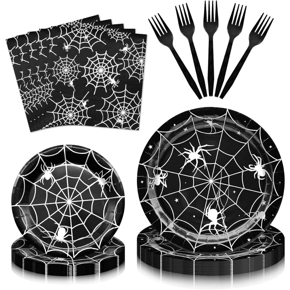 Halloween Spider Web Tableware Set Deal: Save $5.xx at Amazon