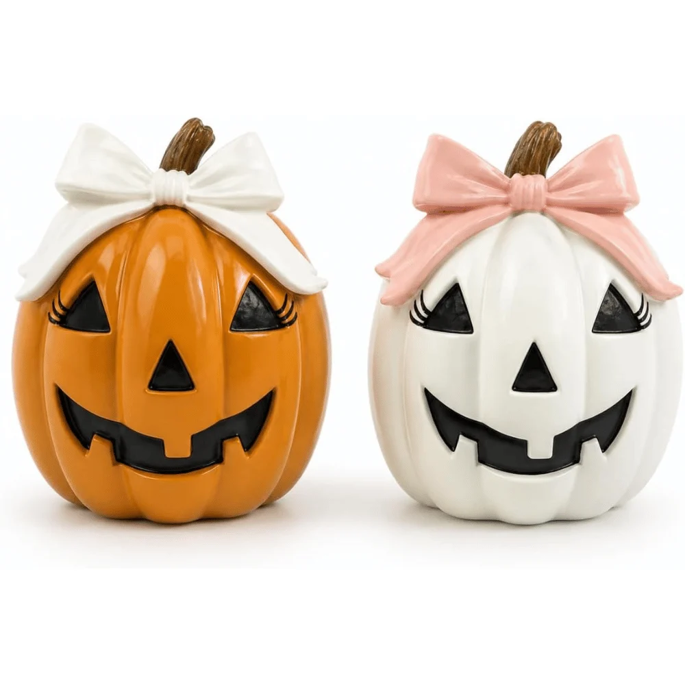 Set of 2 Bow Pumpkin Figurines Deal: Save $16.xx at Amazon
