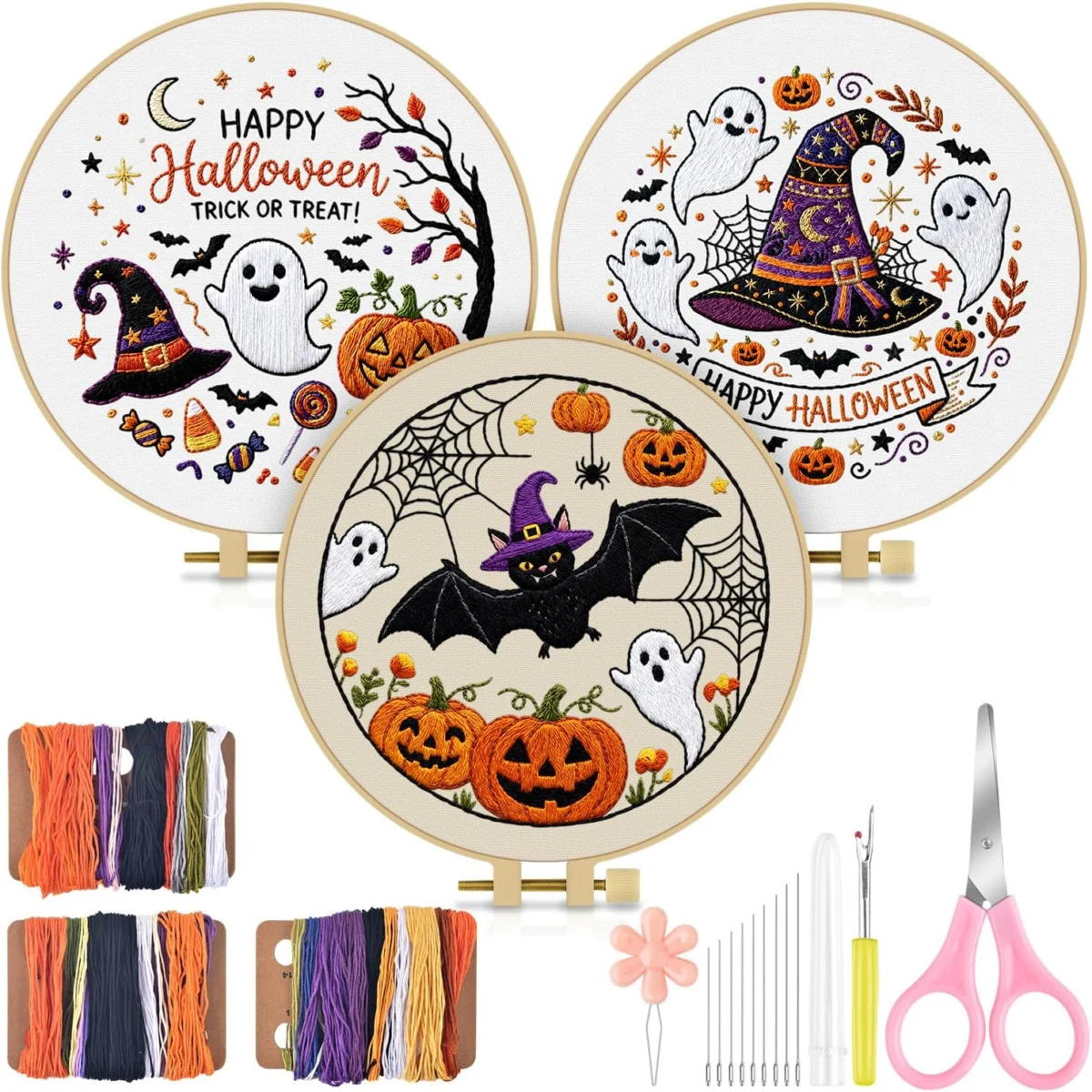 3 Pack Halloween Embroidery Kit Deal
