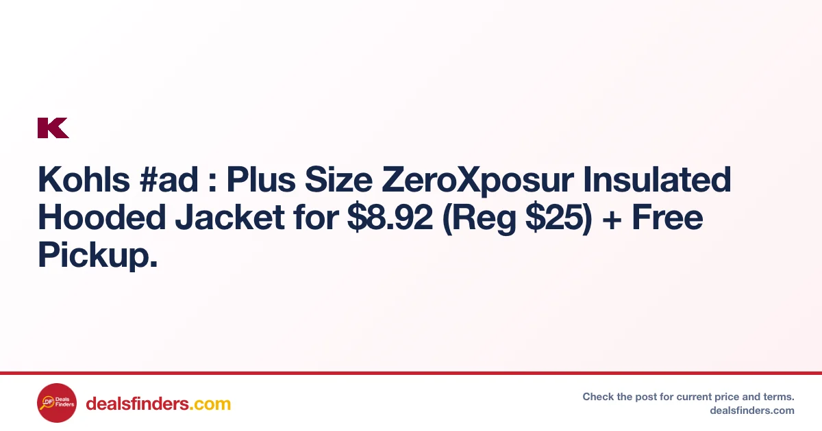 Plus Size ZeroXposur Insulated Hooded Jacket Only $8.92 (Reg. $25)