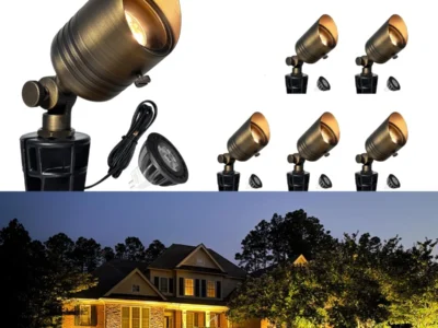 COLOER 5W 12V Brass Outdoor Landscape Spot Light with Bulb(6Pack)