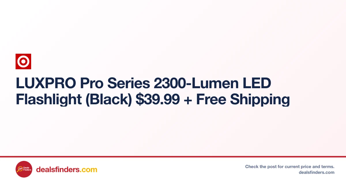 LUXPRO Pro Series 2300-Lumen LED Flashlight Only $39.99 with Free