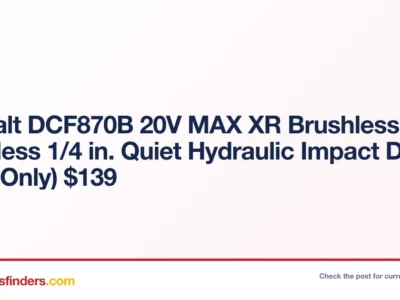 DeWalt DCF870B 20V MAX XR Brushless Cordless 1/4 in. Quiet Hydraulic Impact Driver (Tool Only) $139