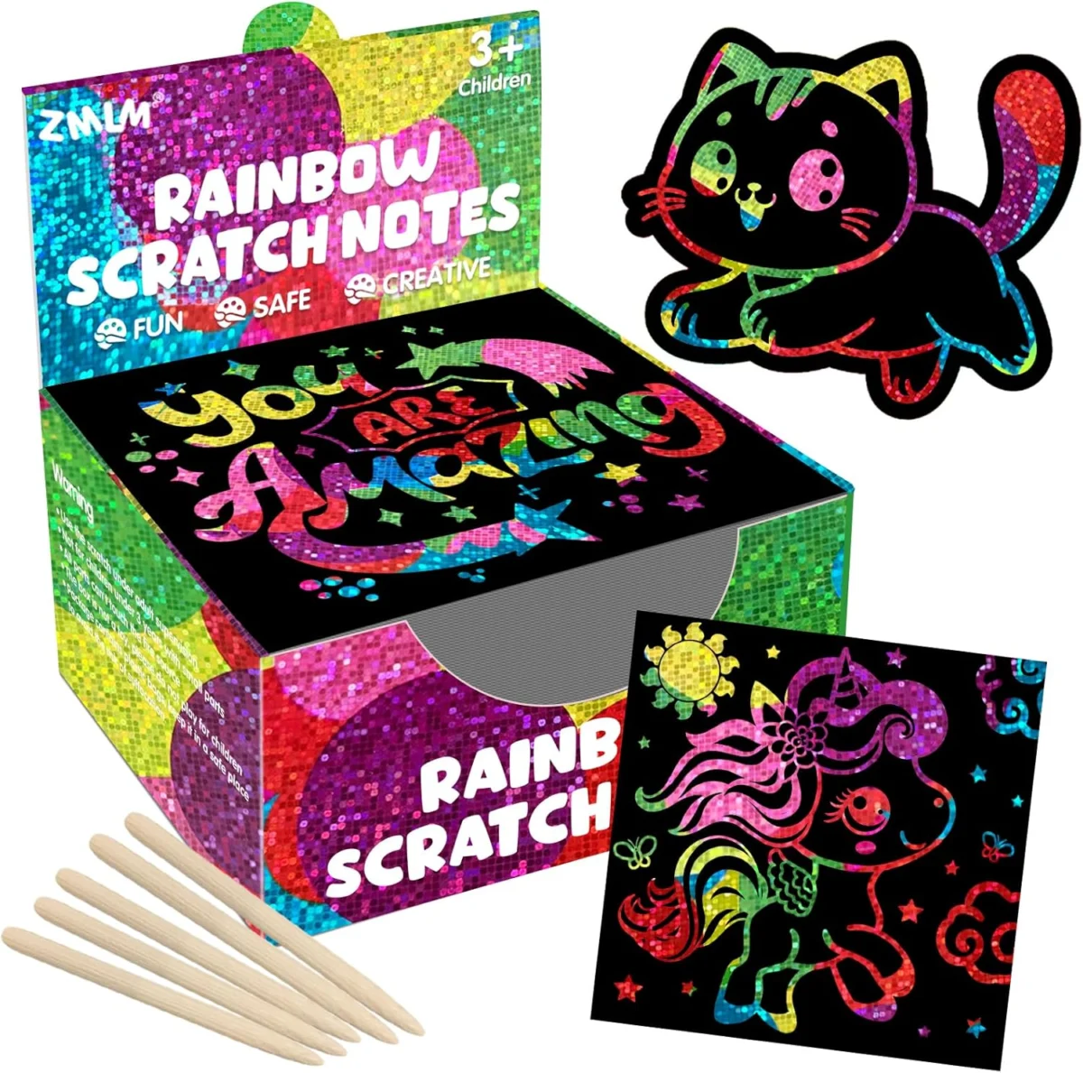 165 Holographic Scratch Art Mini Notes for $4.xx (3 Colors)