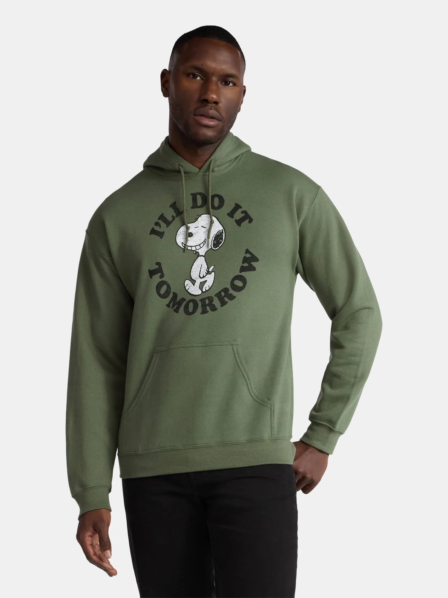 Snoopy Tomorrow Men’s Long Sleeve Graphic Hooded Sweatshirt