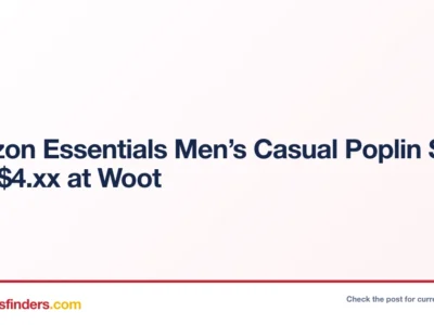 Amazon Essentials Men’s Casual Poplin Shirt Only $4.xx at Woot