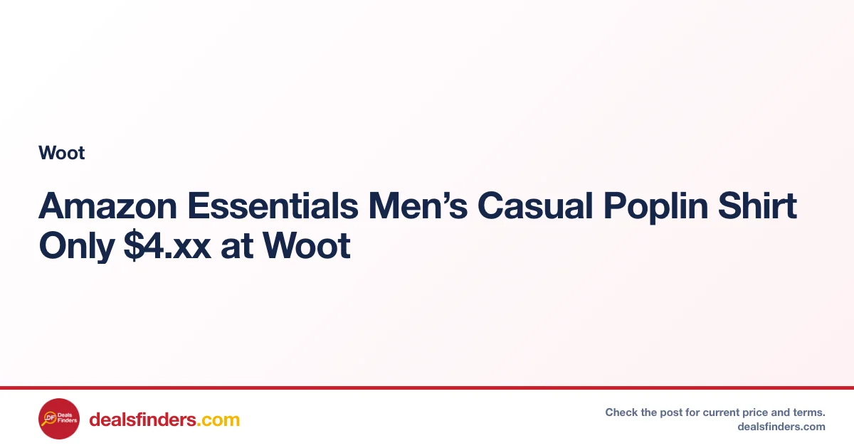 Amazon Essentials Men’s Casual Poplin Shirt Only $4.xx at Woot