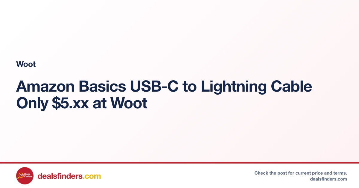 Amazon Basics USB-C to Lightning Cable Only $5.xx at Woot