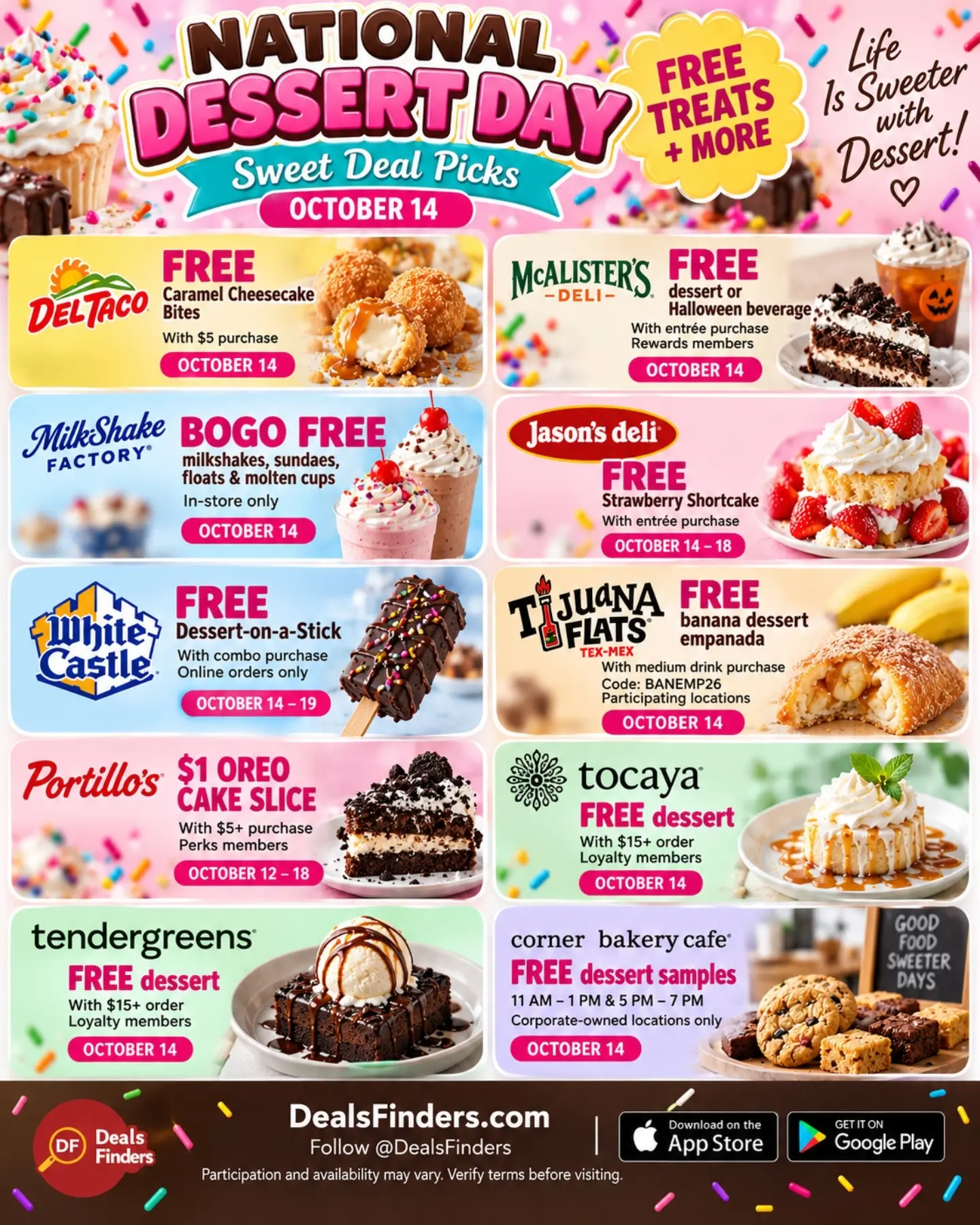 National Dessert Day 2026: October 14 Freebies and Dessert Deals
