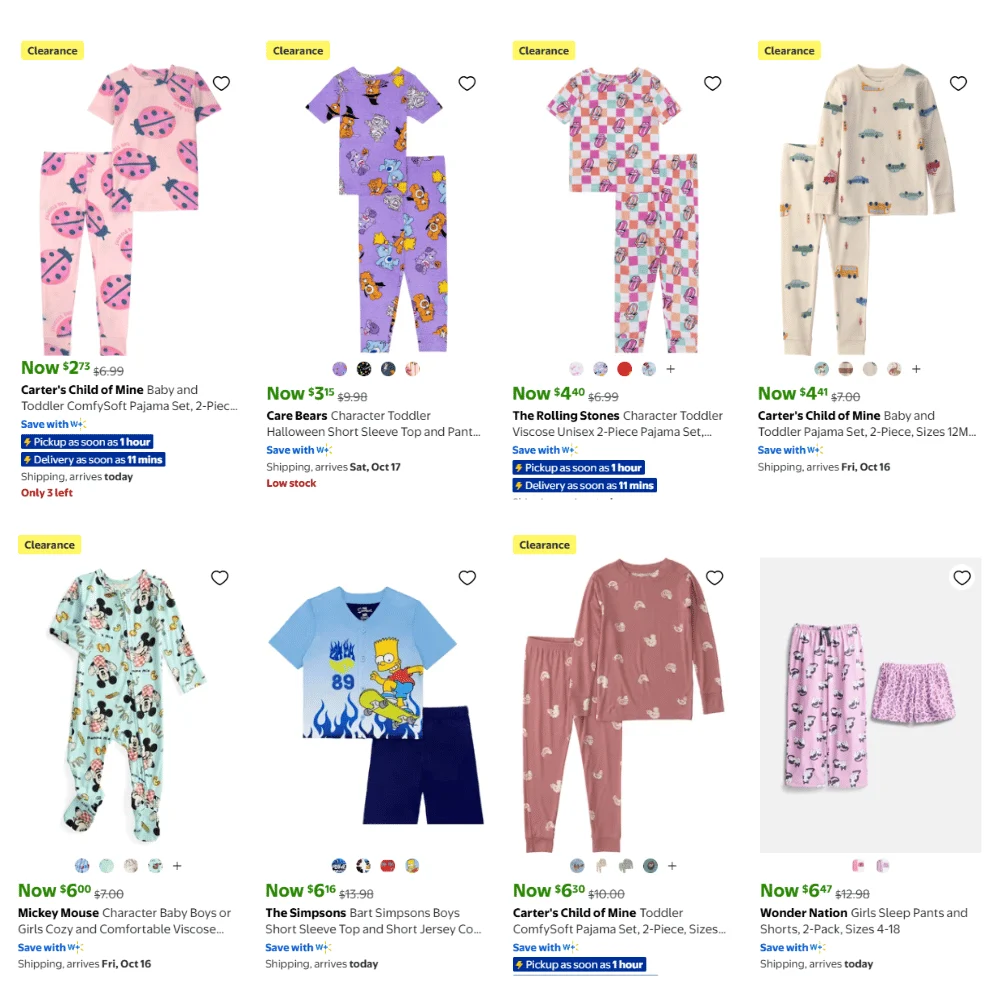 Kids & Baby Pajama Set Deal: Save $4.26 at Walmart