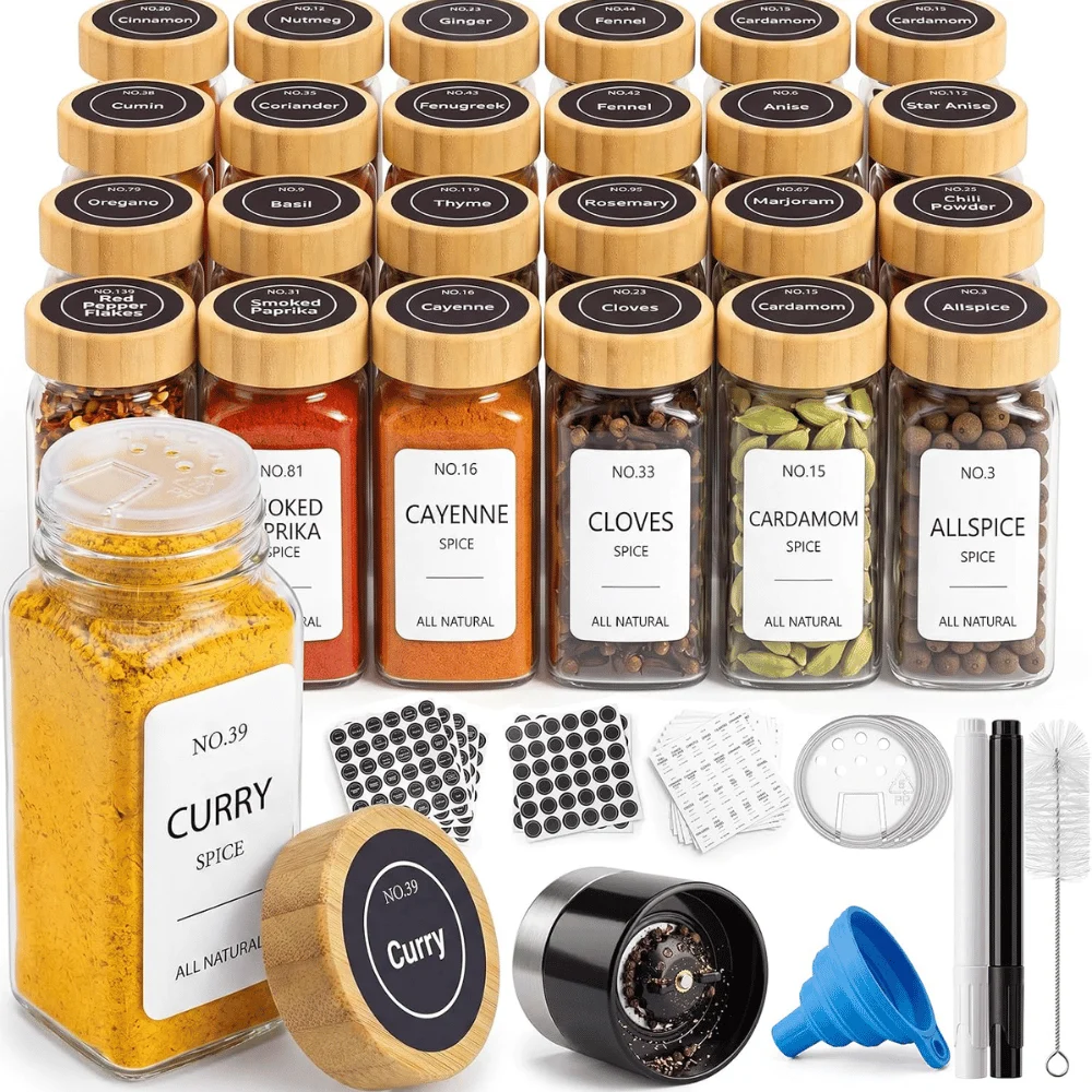 24 Pack Glass Spice Jars Deal: Save $25.xx at Amazon